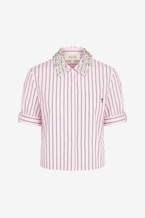 ZADIE COMBO CROPPED BUTTON-DOWN SHIRT - Toccin