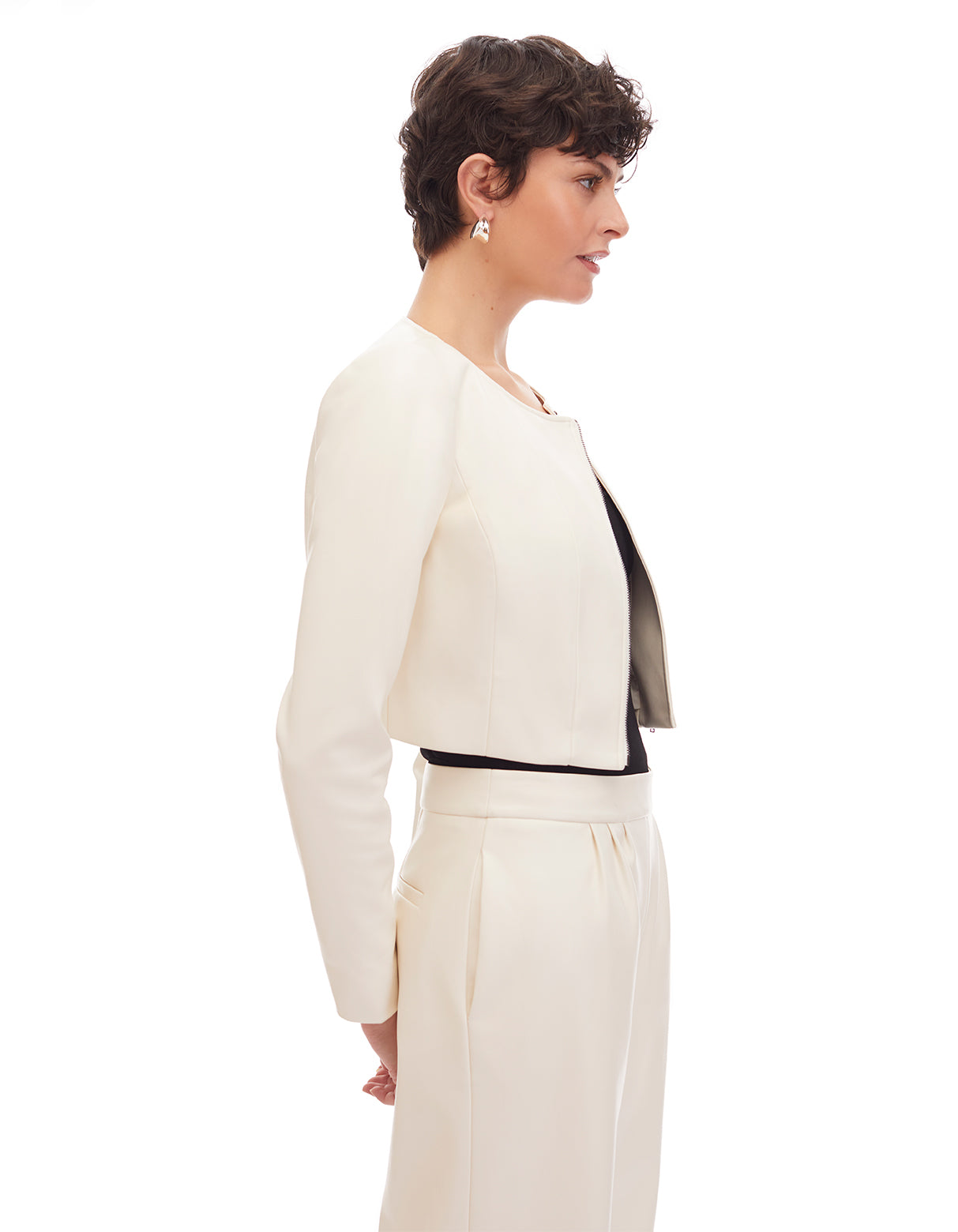 Carly Crop Jacket Creme Cream - Women's Figure Flattering Work Appropriate Jackets