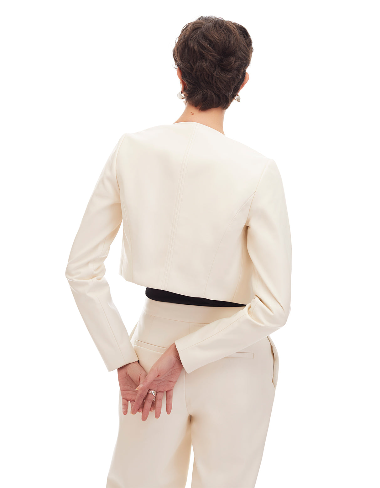 Carly Crop Jacket Creme Cream - Women's Flattering Fashion Office to Date Night Jackets