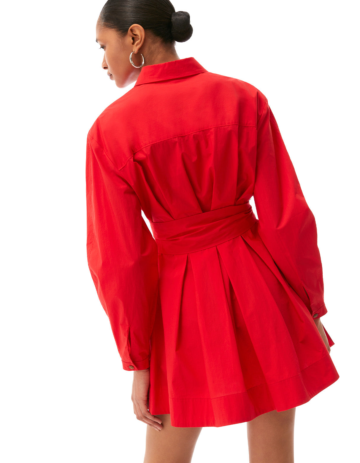 Austyn Long Sleeve mini shirt dress cherry red - flattering day to night dresses for women designer fashion by Toccin