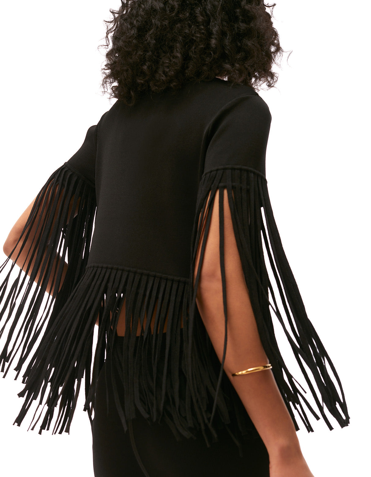 catalina fringe tee knit designer fashion top jet black - flattering designer day to night tops for women