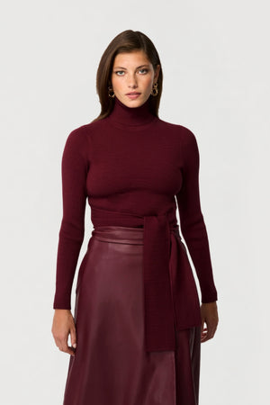 Brielle Tie-front Long Sleeve Turtleneck - Toccin