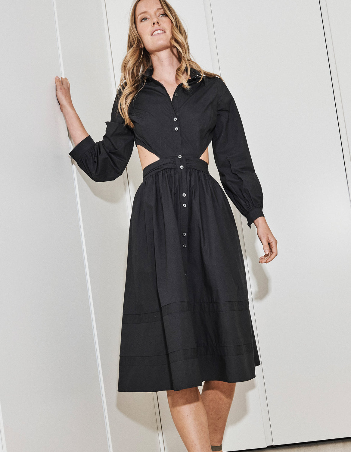 Look 12 - The Cut-Out Shirt Dress in Jet