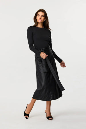 Beatrice Vegan Leather  Wrap Skirt - Toccin