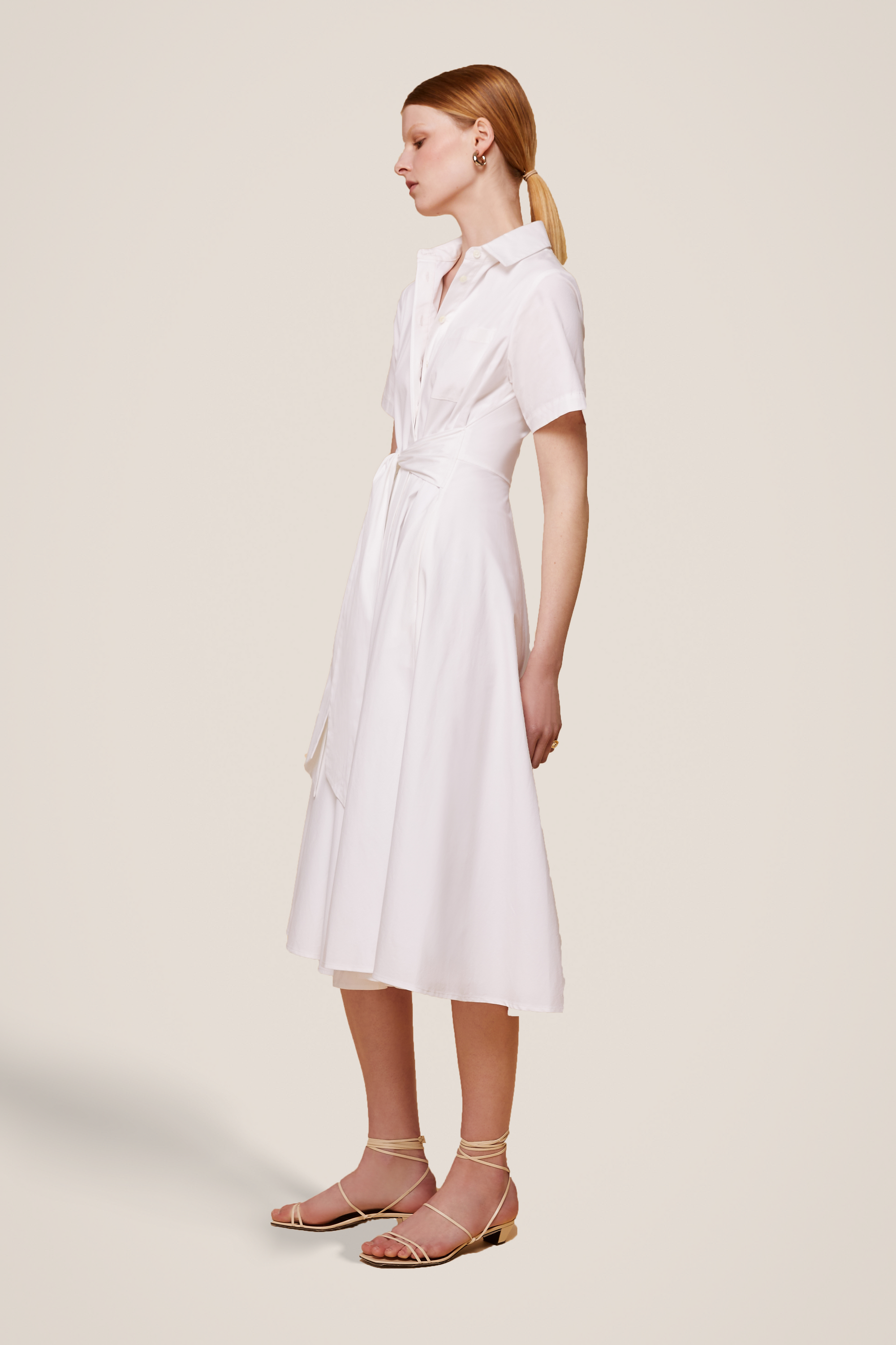 Megan Short Sleeve Tie-Front Midi Dress - Toccin