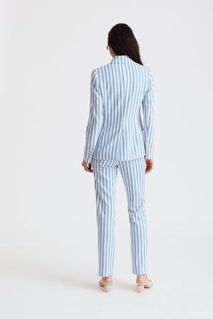 Kylie Stripe Woven Double Breasted  Blazer - Toccin