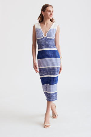 Sadie Sleeveless Striped Midi Dress - Toccin