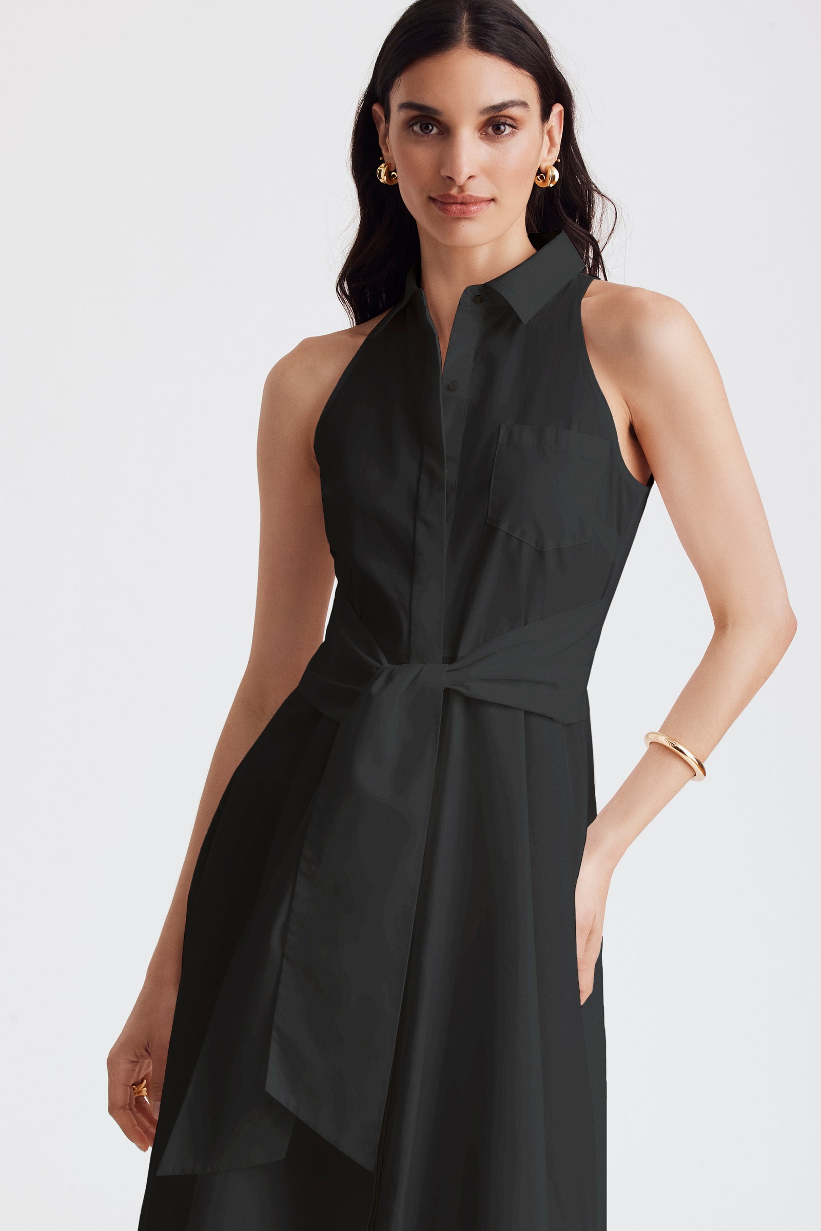 Chelesea Tie Front Sleeveless Midi Dress - Toccin