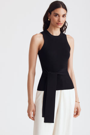 Molly Sleeveless Racer Tie-front Top