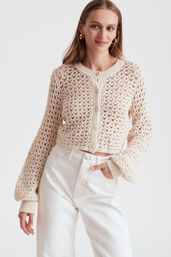 TORI CROCHET BLOUSON CARDIGAN | Toccin