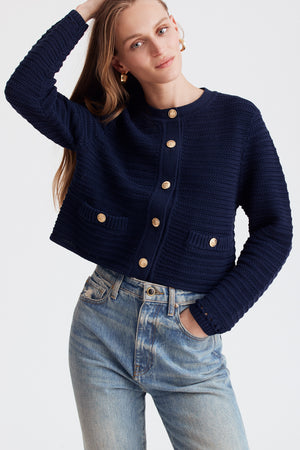 Cecilia Textured Knit Cotton Cardigan - Toccin