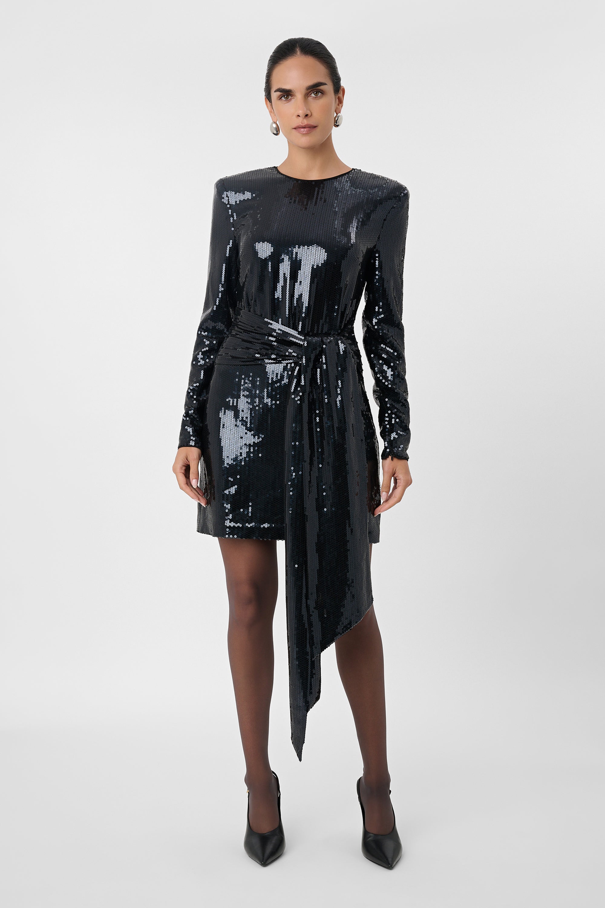Carlotta Sash Sequin Mini Dress