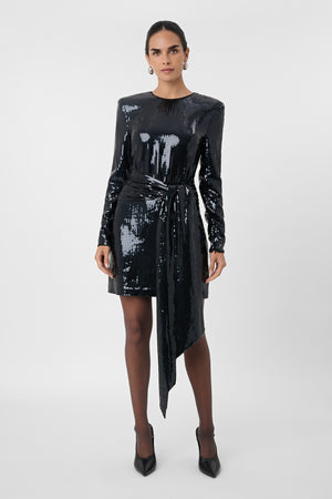Carlotta Sash Sequin Mini Dress