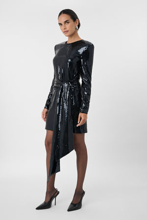 Carlotta Sash Sequin Mini Dress