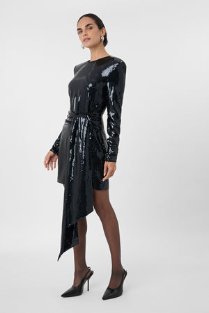 Carlotta Sash Sequin Mini Dress