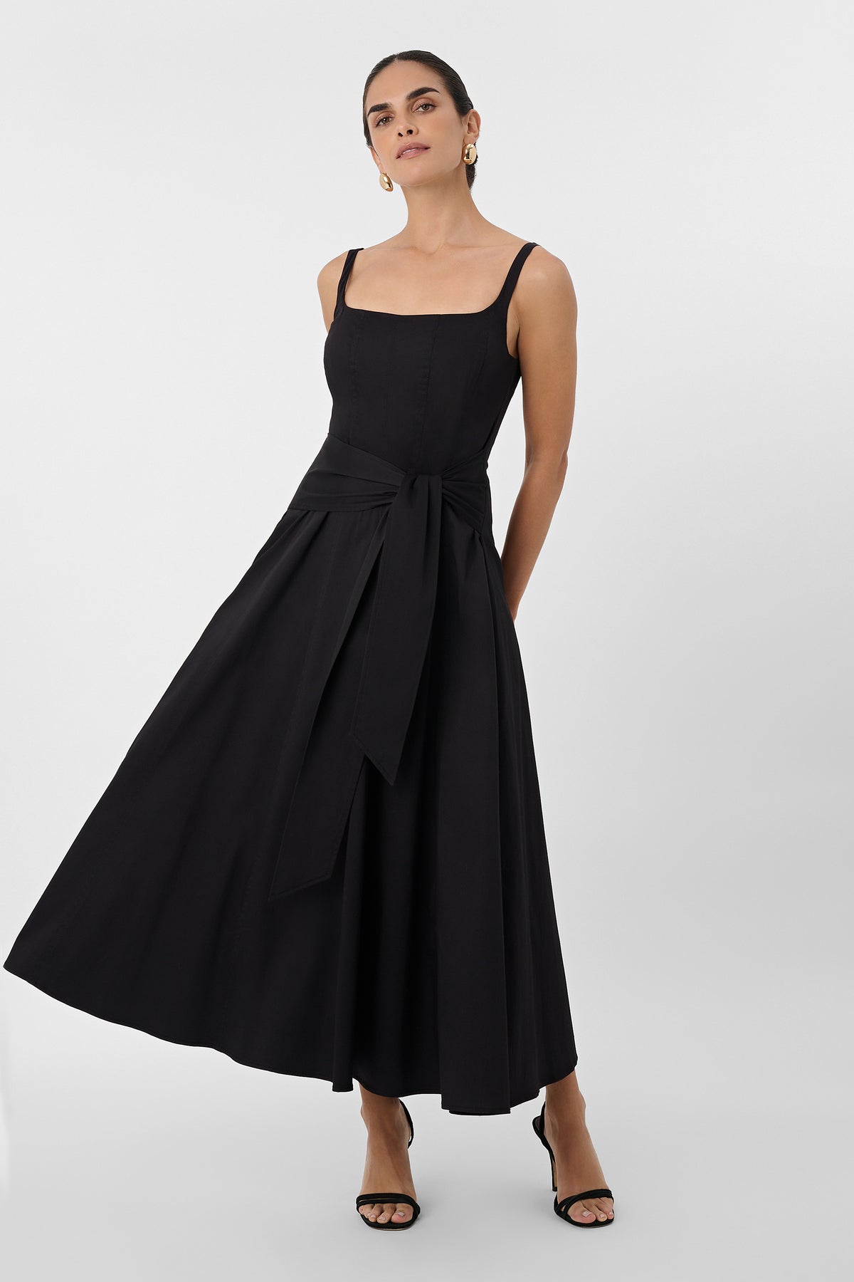 Cady Corset Tie Front Midi Dress - Toccin