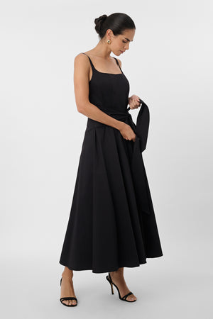 Cady Corset Tie Front Midi Dress