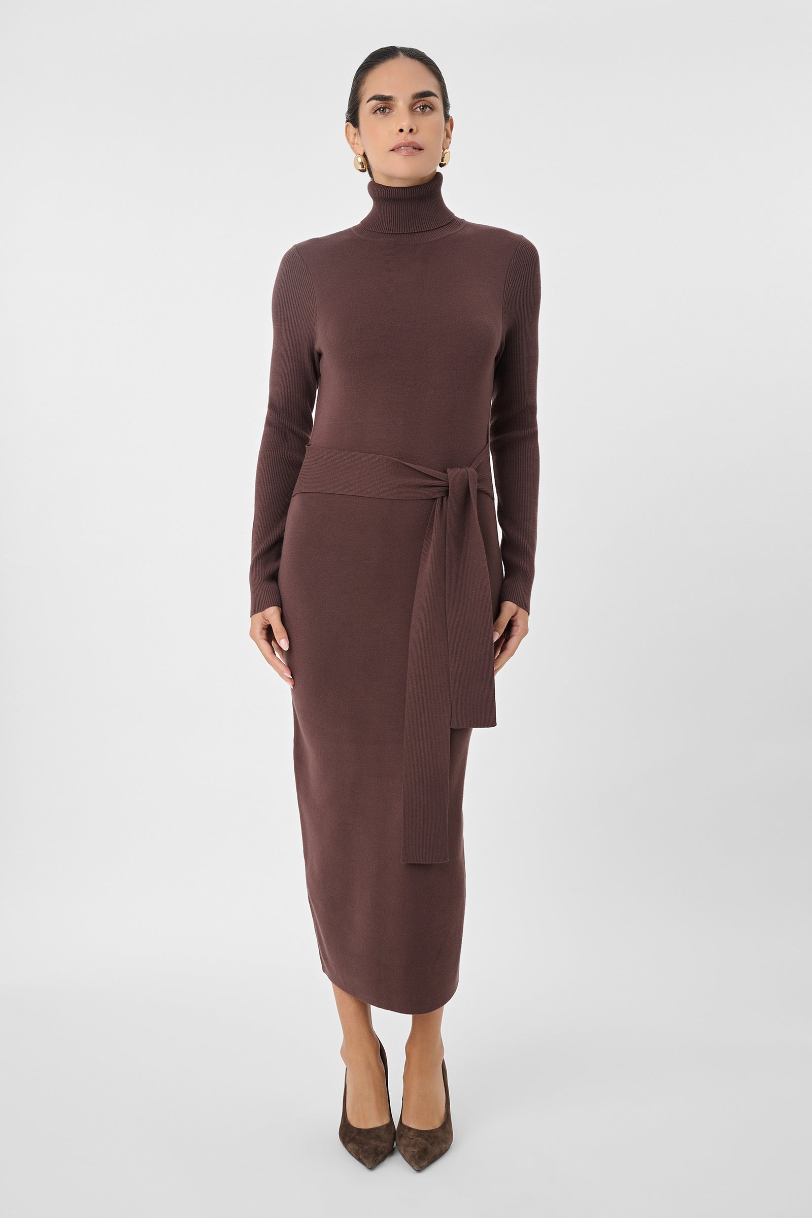 Logan Turtle Neck Tie Front Dress - Toccin