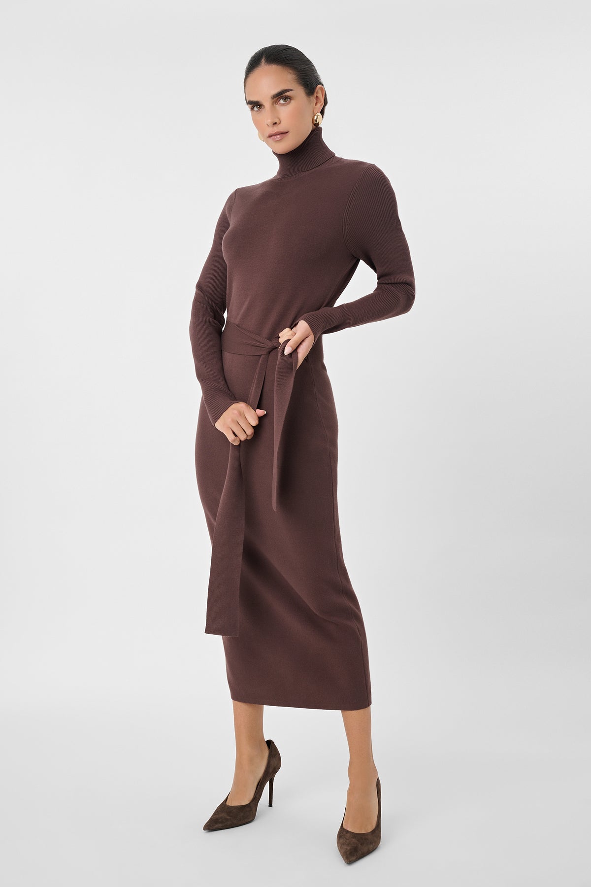 Logan Turtle Neck Tie Front Dress - Toccin