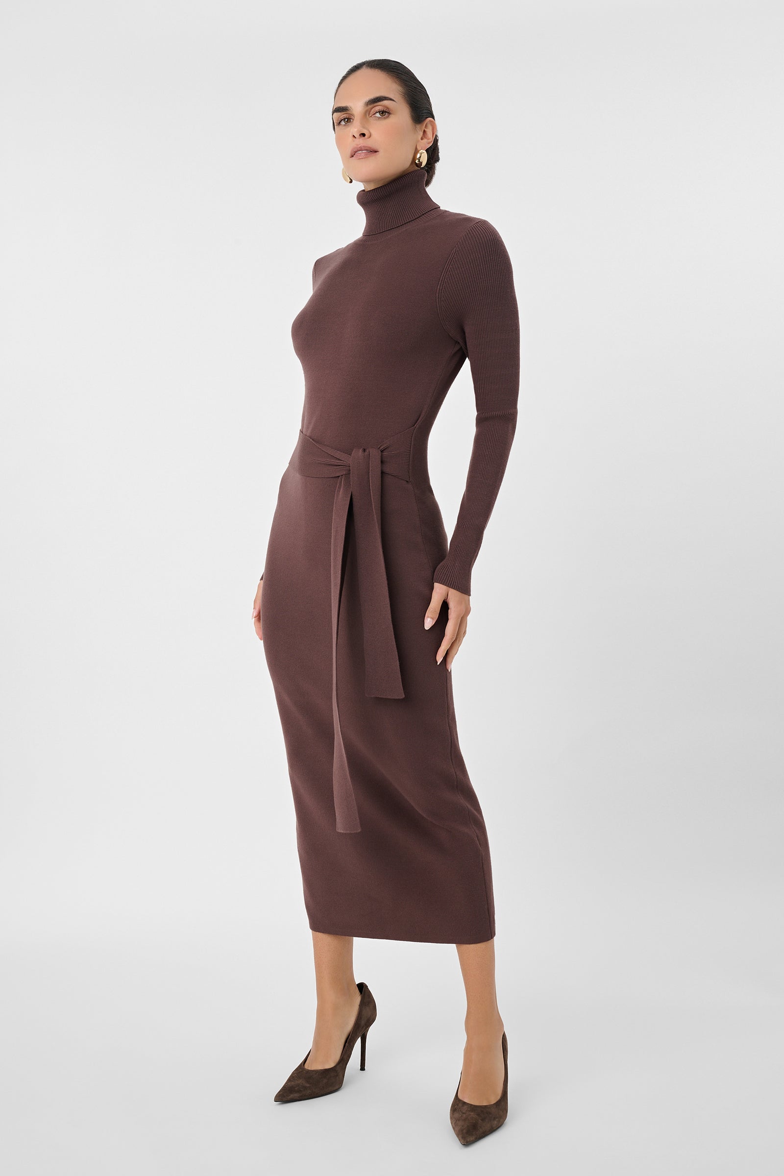 Logan Turtle Neck Tie Front Dress - Toccin