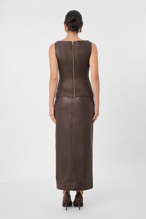 Meg Vegan Leather Midi Skirt