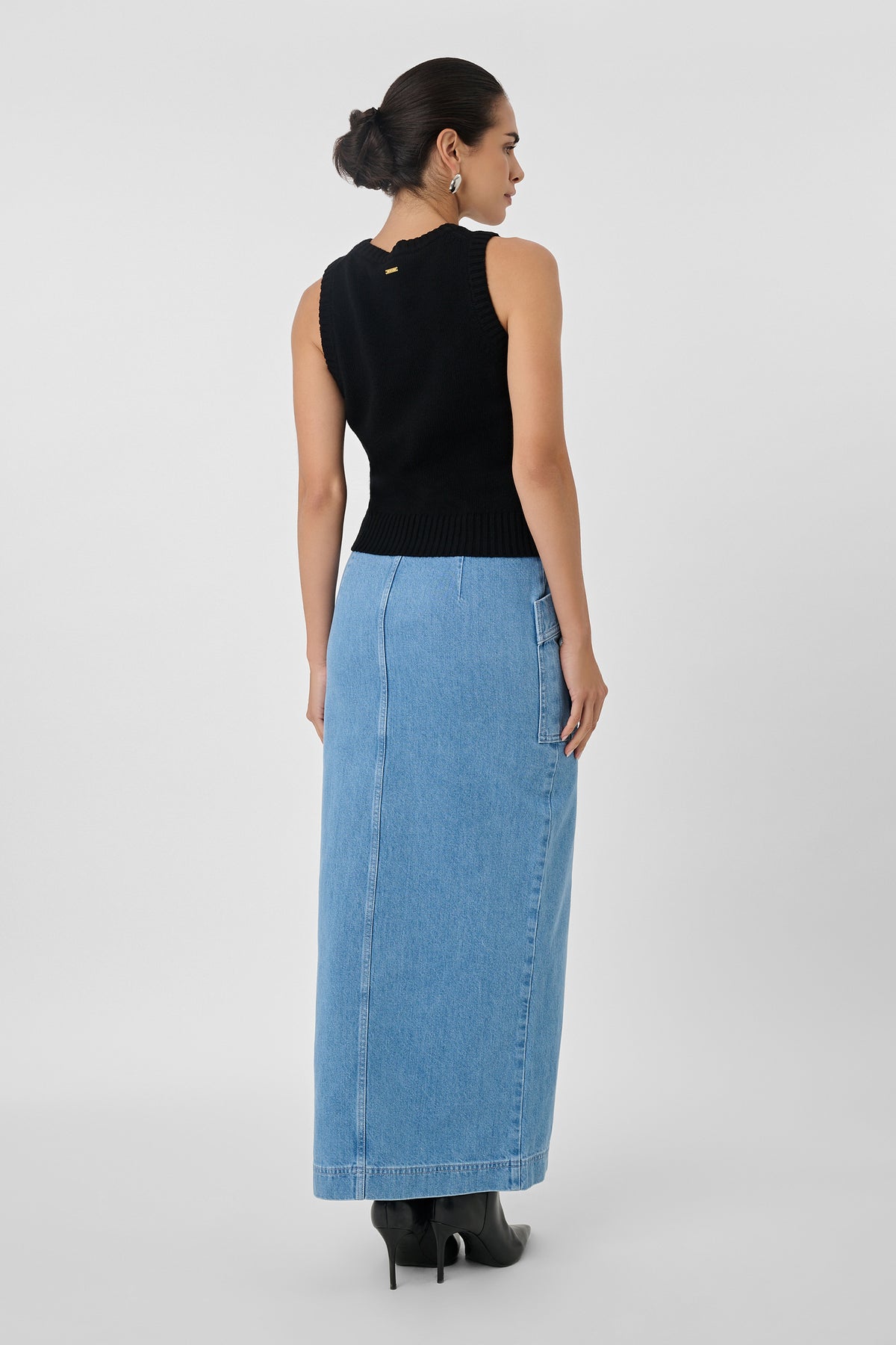 Fallon Denim Cargo Midi Skirt - Toccin
