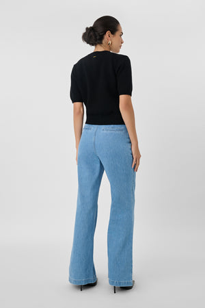 Gaia High Waist Denim Flared Pants - Toccin