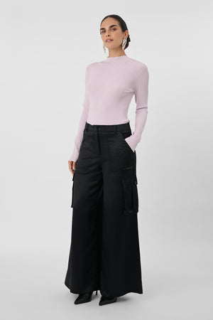 Maia Silk Satin Cargo Pants