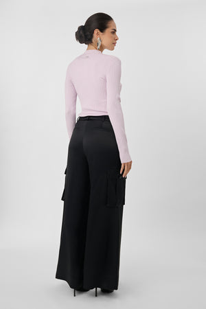 Maia Silk Satin Cargo Pants