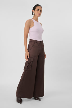 Maia Silk Satin Cargo Pants