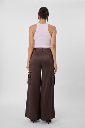 Maia Silk Satin Cargo Pants