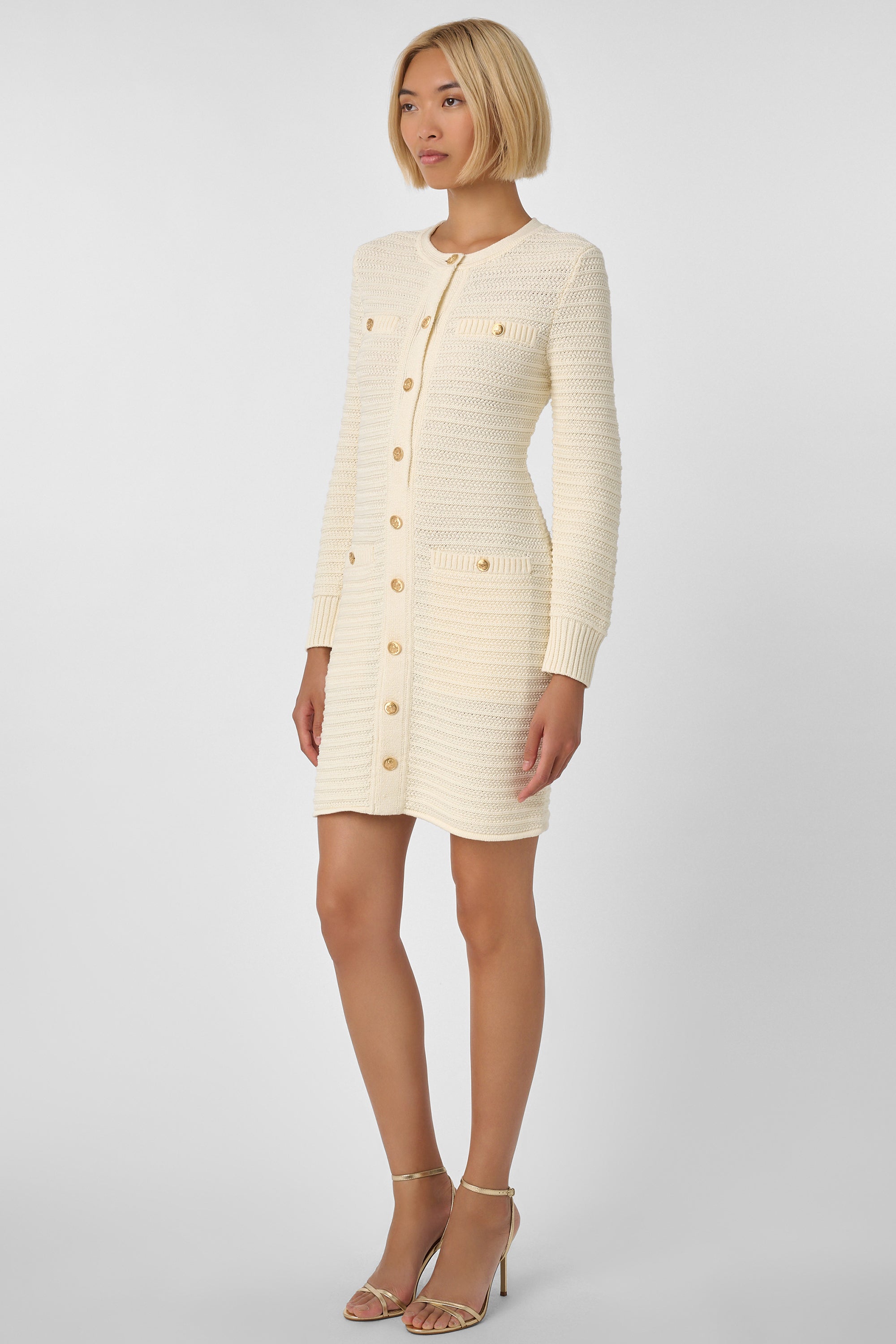 Darla Textured Knit Mini Dress Button Front Long Sleeve Style Darla Textured Knit Mini Dress Button Front Long Sleeve Style