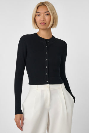 Zoe Cropped Fitted Cardigan Jet - Toccin