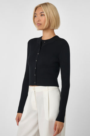 Zoe Cropped Fitted Cardigan Jet - Toccin