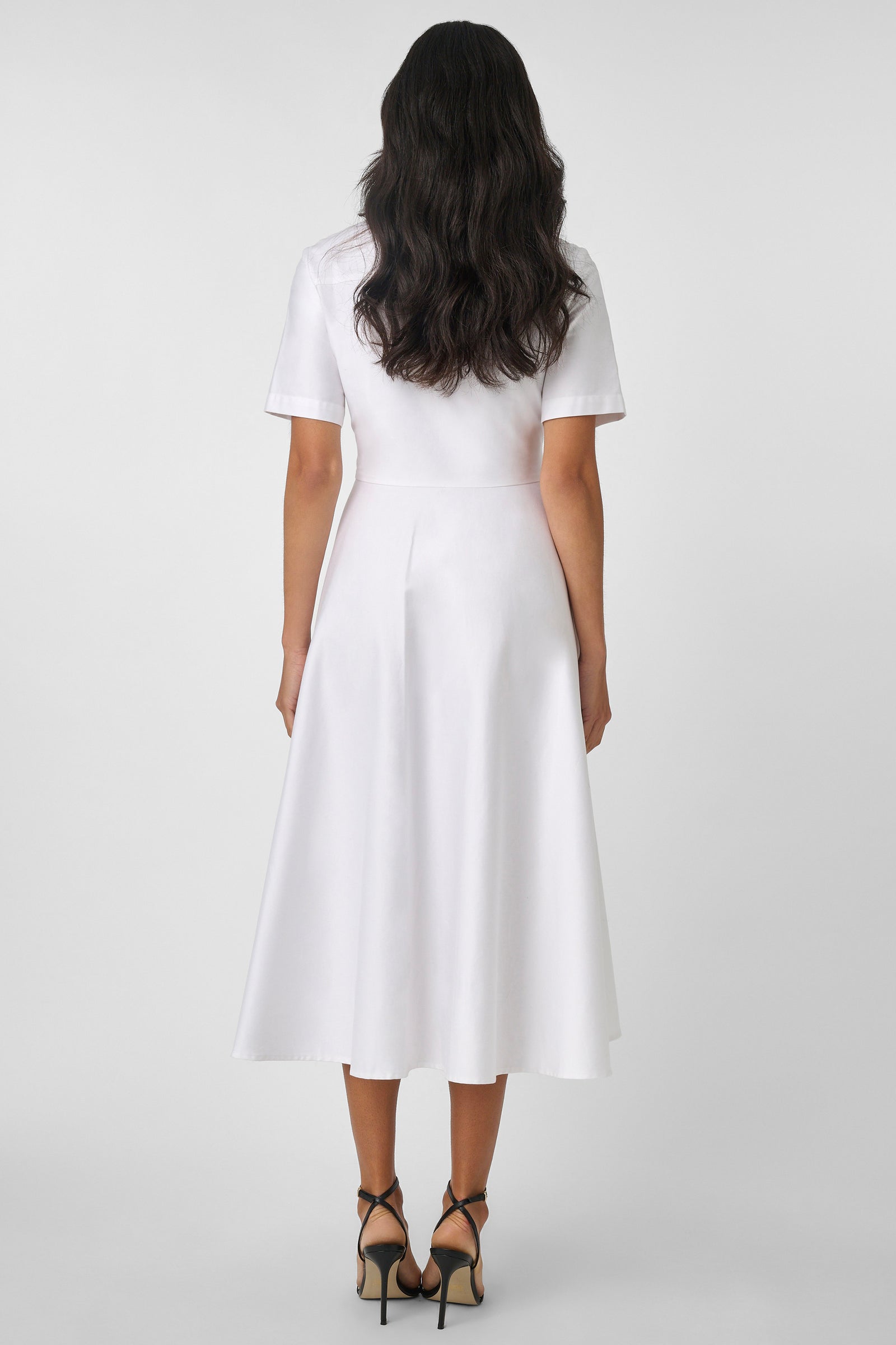 MEGAN SHORT SLEEVE TIE-FRONT MIDI SHIRT DRESS
