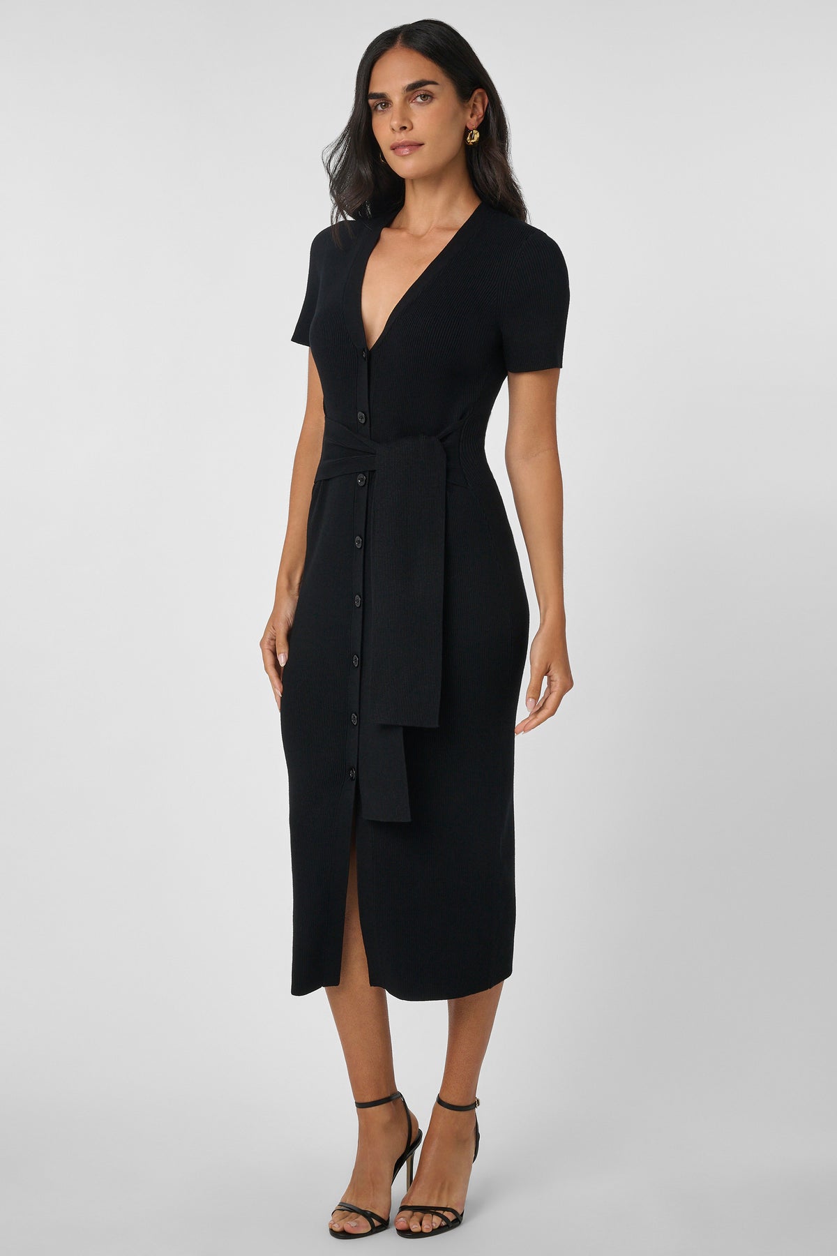 Agnes Short Sleeve Cardi Dress Black - Toccin