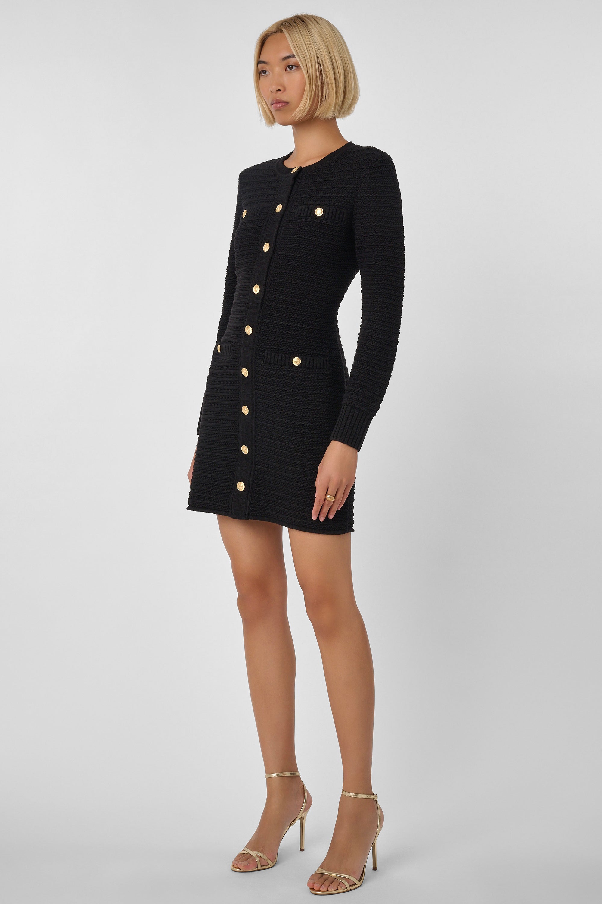 Darla Textured Knit Mini Dress Button Front Long Sleeve Style Darla Textured Knit Mini Dress Button Front Long Sleeve Style
