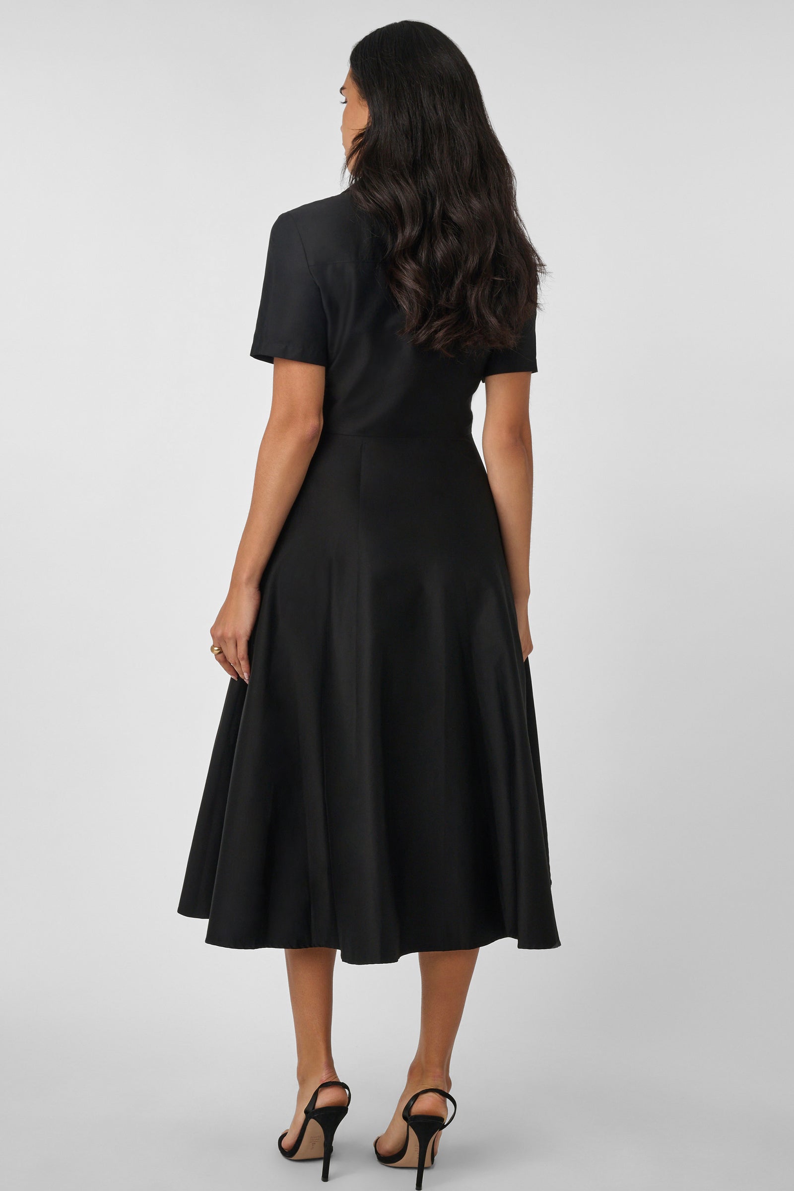 MEGAN SHORT SLEEVE TIE-FRONT MIDI SHIRT DRESS