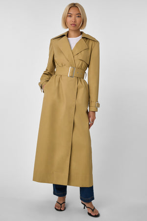 Declan Classic Belted Trench Coat Khaki - Toccin