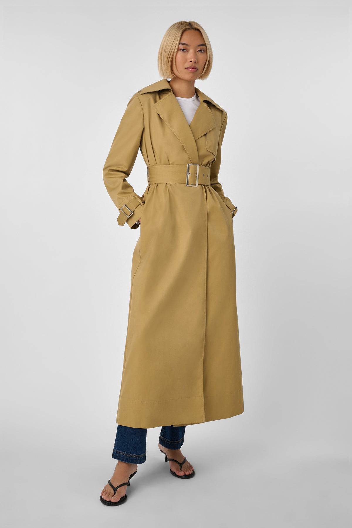 Declan Classic Belted Trench Coat Khaki - Toccin