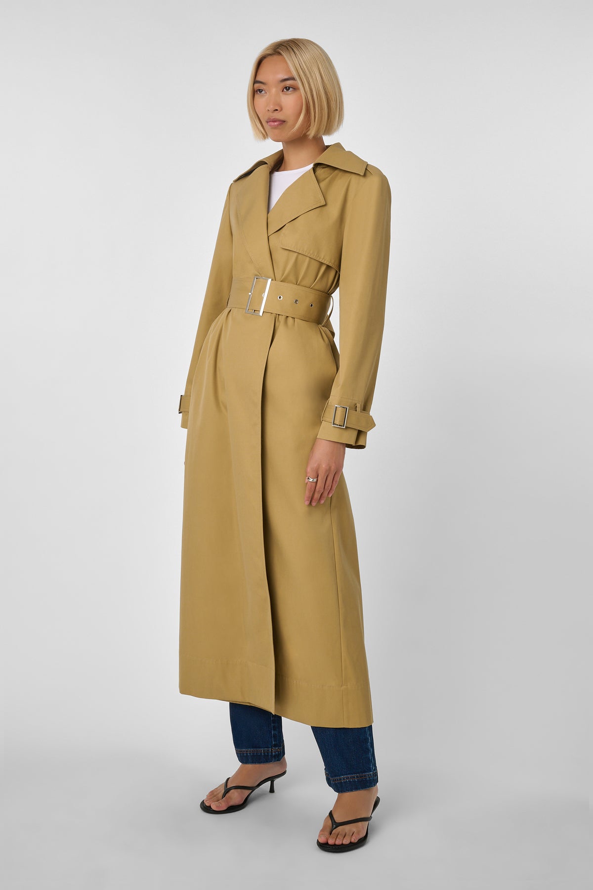 Declan Classic Belted Trench Coat Khaki - Toccin