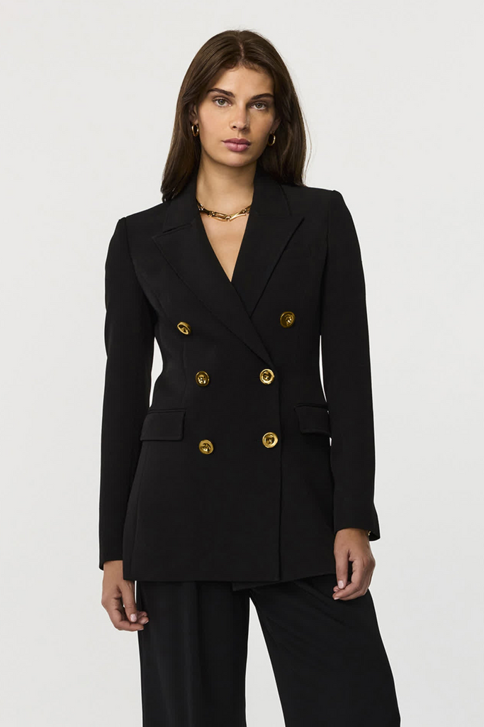 Mia Black Modern Double-Breasted Blazer