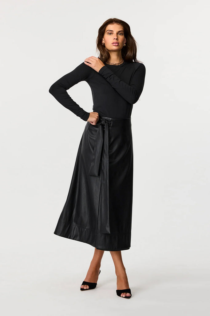 DICH HENDERSON VEGAN LEATHER WRAP SKIRT
