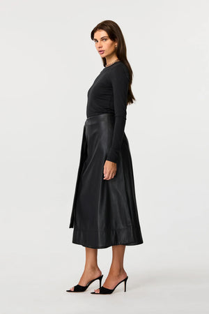 Beatrice Vegan Leather  Wrap Skirt - Toccin