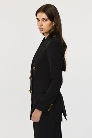 Mia Jet-Black Double Breasted Blazer - Toccin