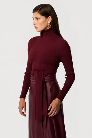 Brielle Tie-front Long Sleeve Turtleneck - Toccin