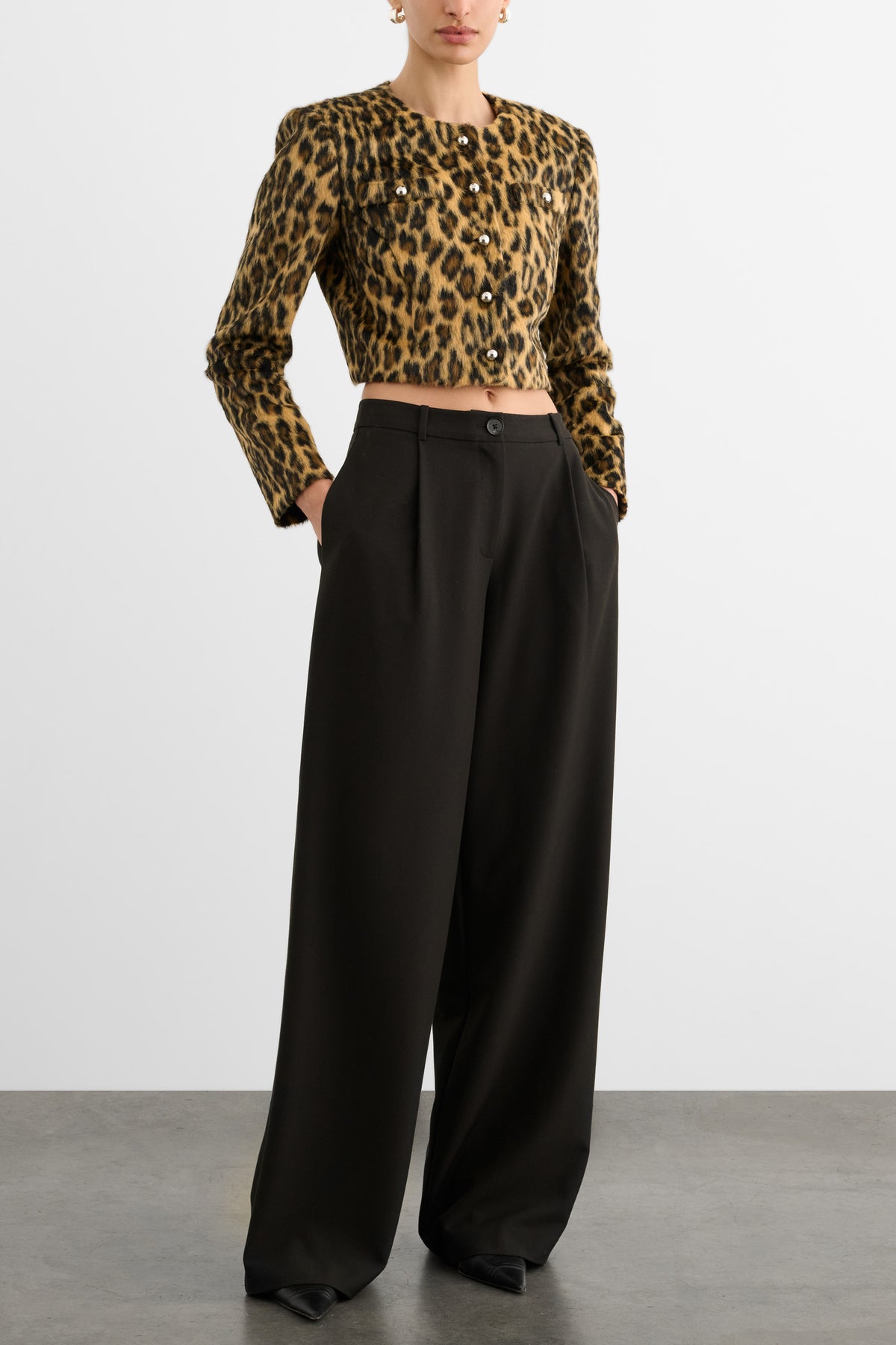 AIVANA CROPPED BUTTON FRONT JACKET