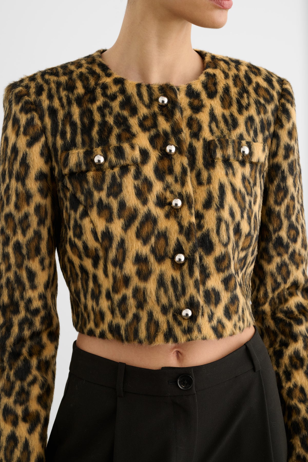 AIVANA CROPPED BUTTON FRONT JACKET