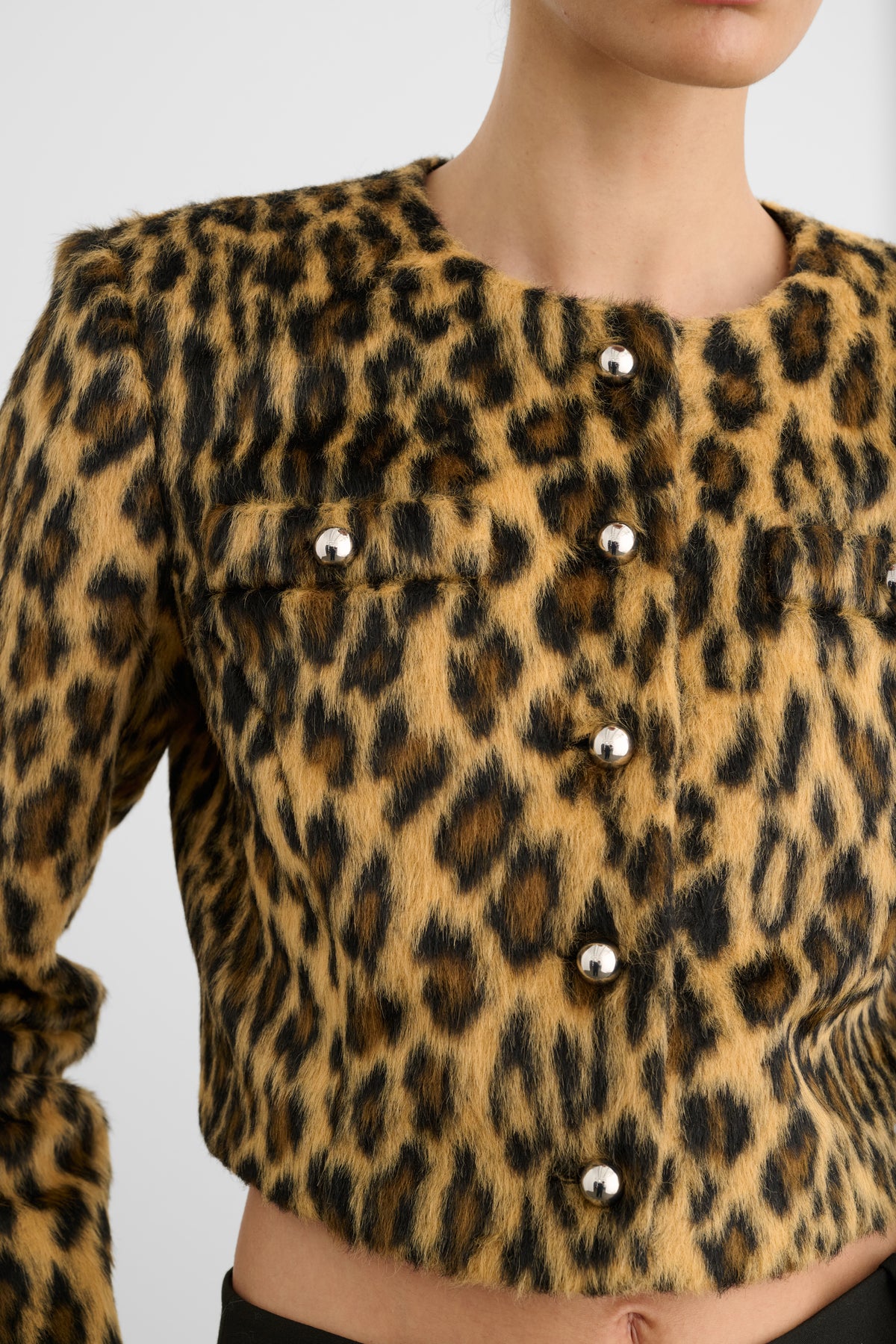 AIVANA CROPPED BUTTON FRONT JACKET