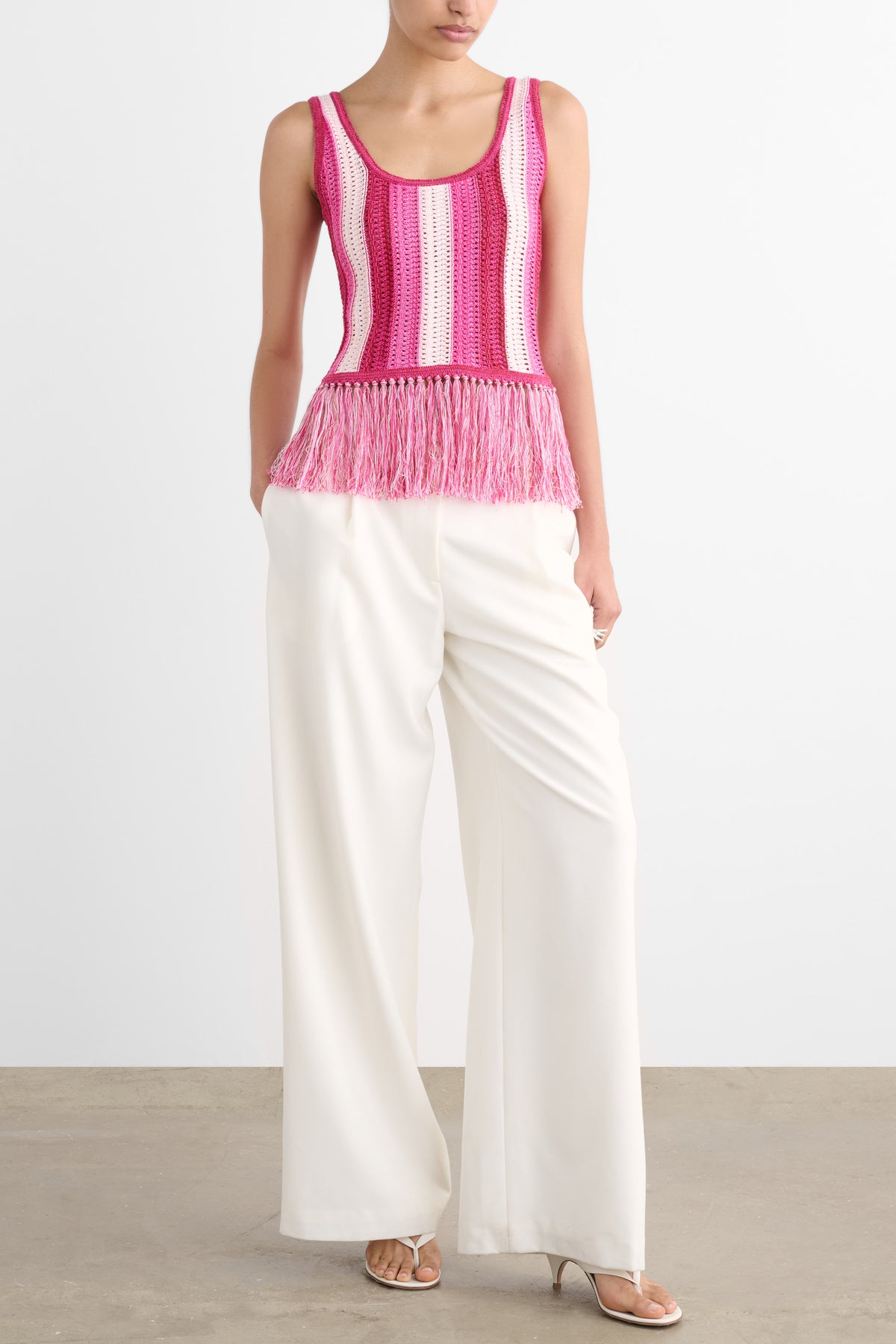 ALBIE SCOOP NECK TANK WITH FRINGE